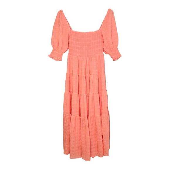 Emory Park Peach-Pink Tiered Gauzey Smocked Maxi Dress. Size Small. - Picture 14 of 14